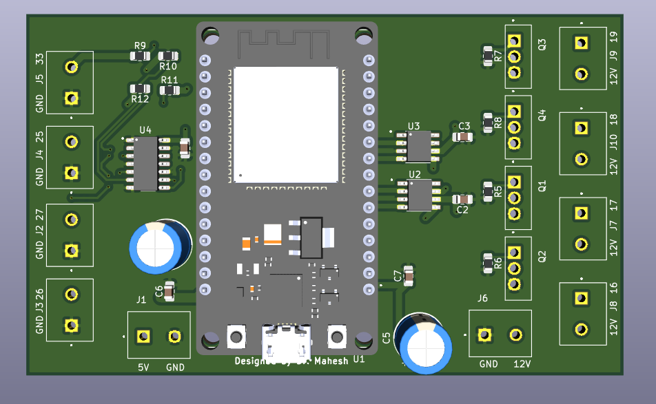 3D Render of Custom ESP32 PCB